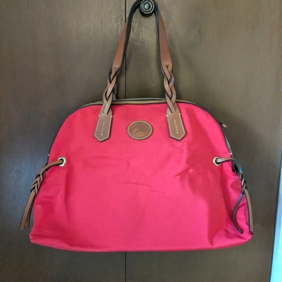 NWT! Dooney and Bourke Red Large Domed Nylon Satchel - Picture 3 of 7